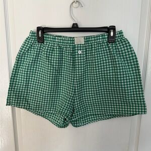 Green Checkered Women's Shorts